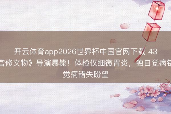 开云体育app2026世界杯中国官网下载 43岁《故宫修文物》导演暴毙！体检仅细微胃炎，独自觉病错失盼望