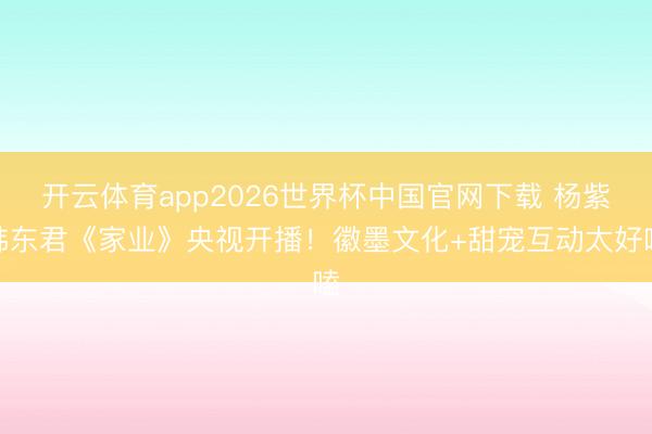 开云体育app2026世界杯中国官网下载 杨紫韩东君《家业》央视开播！徽墨文化+甜宠互动太好嗑
