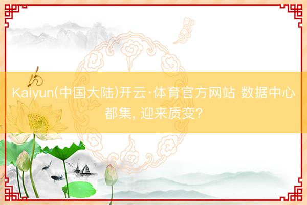 Kaiyun(中国大陆)开云·体育官方网站 数据中心都集， 迎来质变?